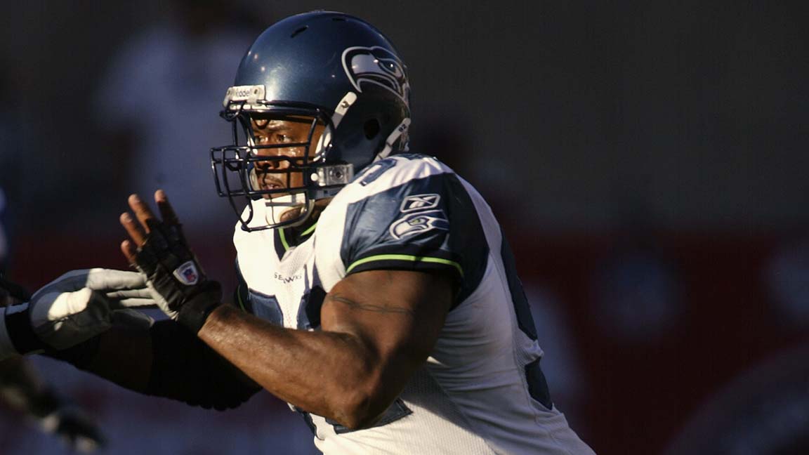 Linebacker Brian Bosworth of the Seattle Seahawks looks on from the News  Photo - Getty Images