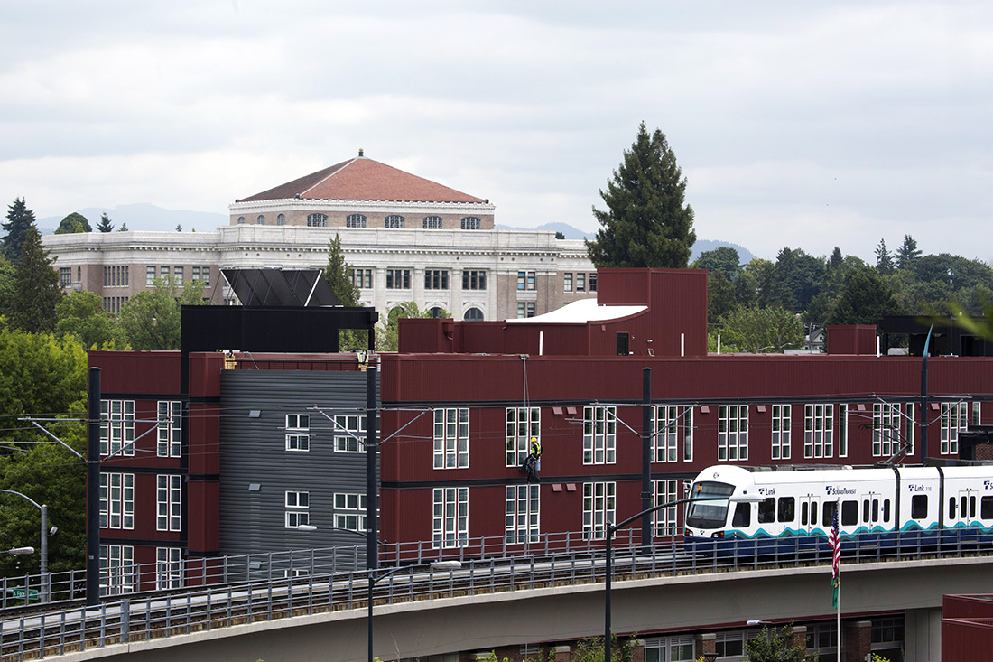 The Mount Baker Station is just a few blocks from several meandering greenbelts connected to the city's larger park system. It's also within sight of the neoclassical-designed Franklin High School. (Ellen M. Banner / The Seattle Times)