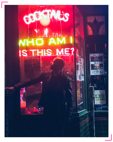 Is it possible to identify with a city that doesn't seem recognizable anymore? Letting nostalgia guide the way, Tyrone Beason ventured out in the late hours to places that evoke the neon-lit Seattle he remembers from his first years here in the 1990s, including this strip of First Avenue in Pioneer Square in front of the historic Central Saloon.

