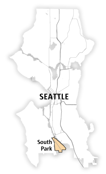 Map of Seattle highlighting South Park