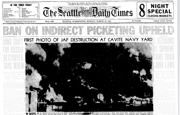 Archive image of top of Seattle TImes paper