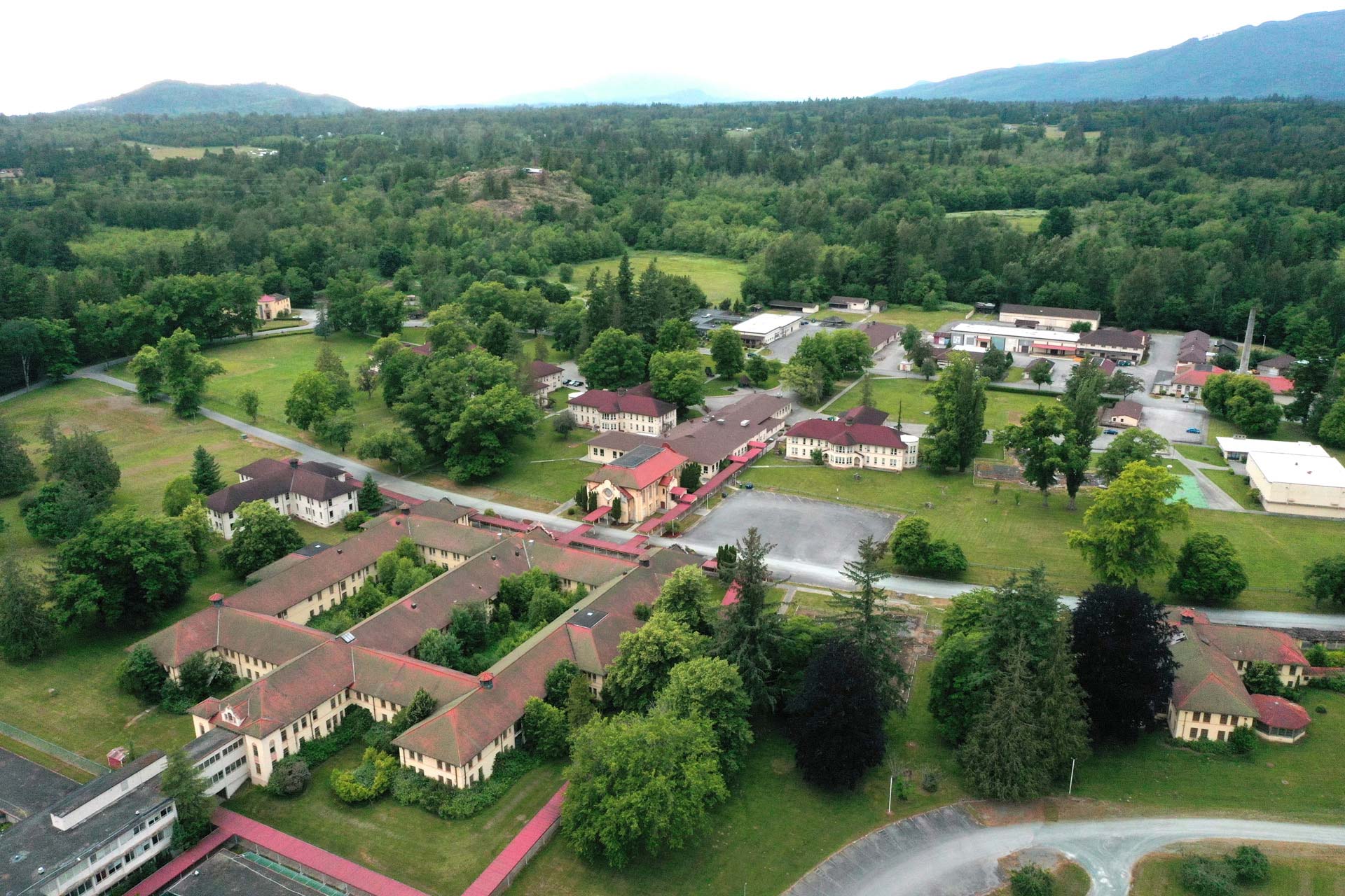 <p>An aerial view of Northern State Hospital, which closed in 1973. The Port of Skagit took ownership of the property in 2018 and has since opened parts of it to the public. (Karen Ducey / The Seattle Times)</p>
